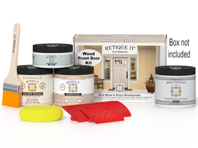 Retique It Wood'n Finish Front Door Kit in Sun Bleached with wood grain details and hardware for easy door finishing.