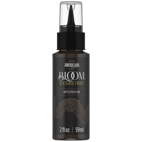 DecoArt Bloom Texture Paint in Battlefield Soil, front view of paint container label