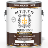 Liquid Wood Wood'n Stain by Retique It in Java color, 128 oz, showing the front label and product packaging for wood stain application.