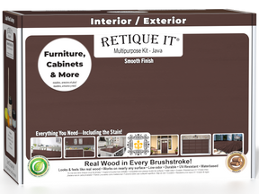 Retique It® Multi-purpose Smooth Finish Kit (Med) in Java for interior wood projects, featuring a matte top coat.