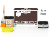 Retique It® Java Multi-purpose Smooth Finish Kit (Med) for wood furniture, includes brushes and finishing tools in a box.