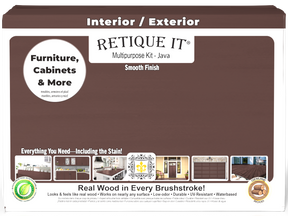 Large Java Multi-purpose Smooth Finish Kit by Retique It® for wood finishing, includes all tools and supplies in a sturdy box.