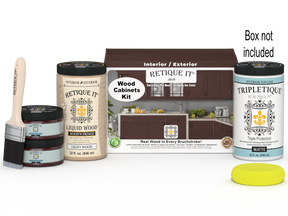 Retique It® Wood'n Cabinet Kit in Java with 12 smooth doors for kitchen or bathroom cabinetry, stain finish with box of components.