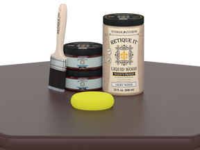 Retique It® Wood'n Cabinet Kit Java stain with 12 smooth cabinet doors, showcasing a rich wood finish for kitchen or bathroom cabinetry.