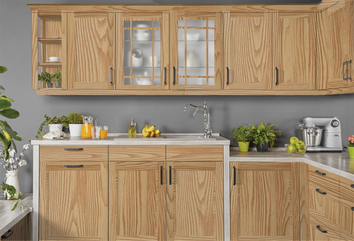 Dark wood Raw Wood Kit from Retique It® Wood'n Finish Kits, showing textured medium-sized wood grain for kitchen cabinet renovation.