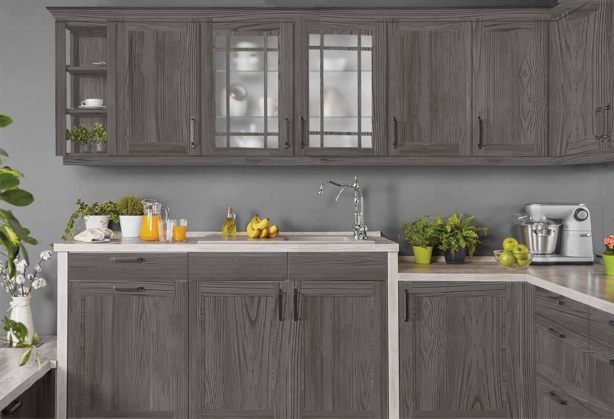 Retique It Wood'n Finish Kit for kitchen cabinets, Harbor Gray, large multi-purpose wood finishing kit with textured grain appearance.