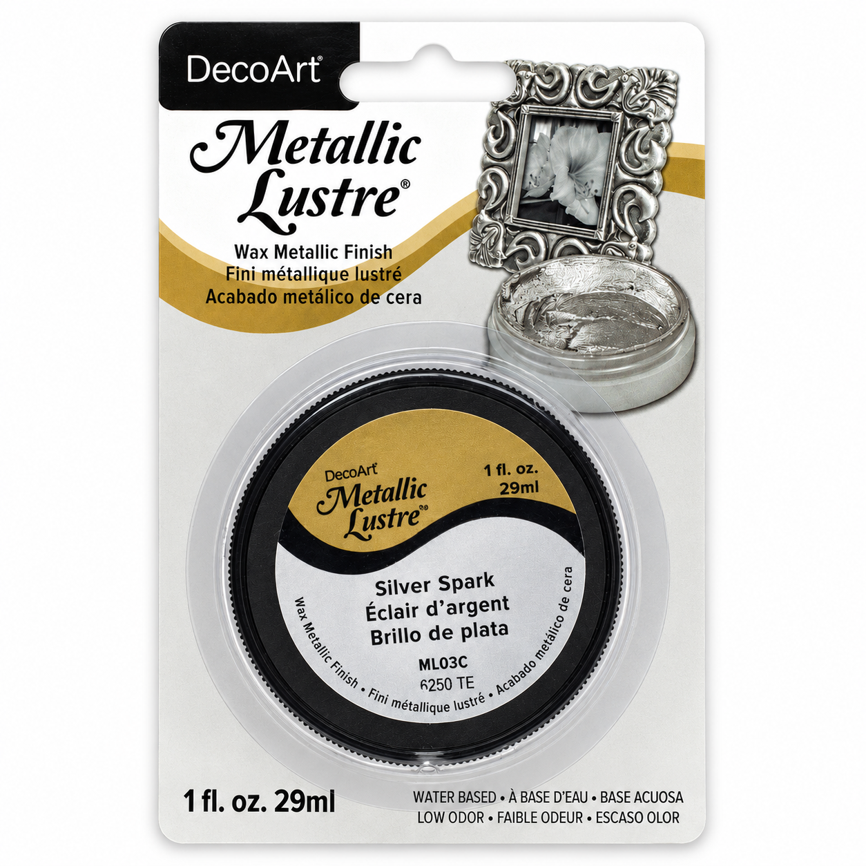 DecoArt Metallic Lustre Silver Spark metallic finish paste container
