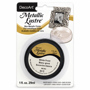 DecoArt Metallic Lustre White Frost metallic craft finish jar