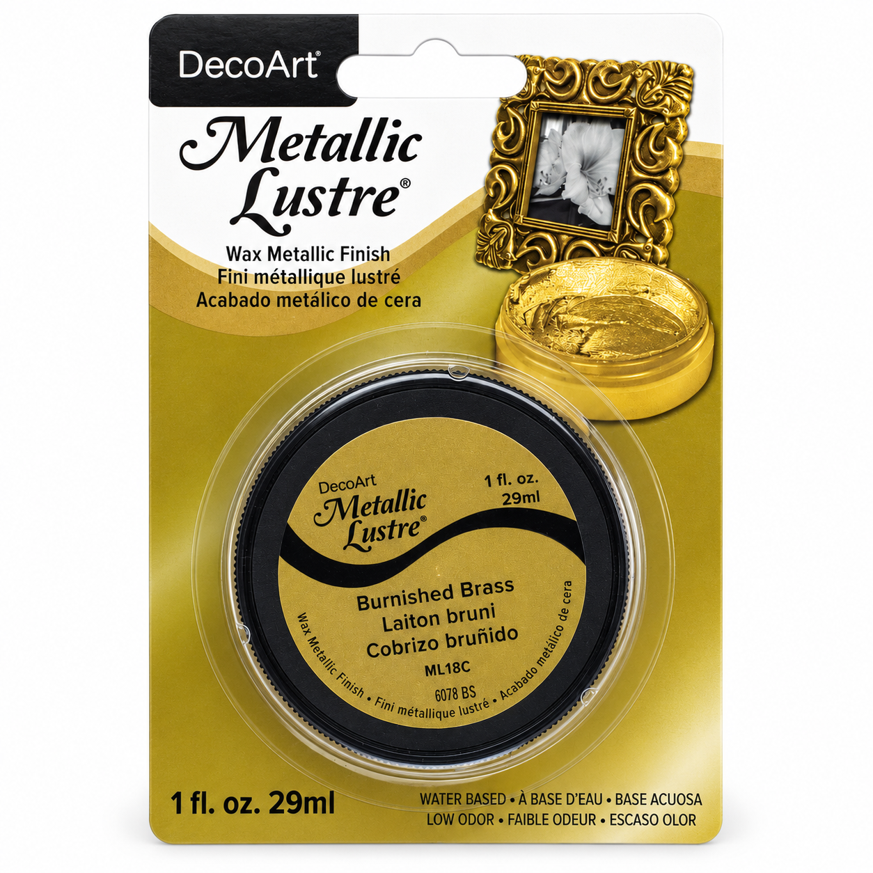 DecoArt Metallic Lustre Burnished Brass metallic finish craft paint jar