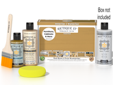Retique It® Multi-purpose Smooth Finish Kit in Old Oak for exterior wood furniture with matte top coat, includes application tools.
