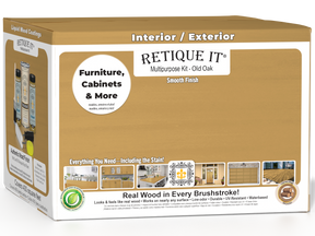 Retique It® Multi-purpose Smooth Finish Kit in Old Oak, large size with four bottles, shown in a 3D box image for wood finishing.