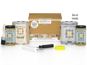 Retique It® Multi-purpose Smooth Finish Kit in Old Oak for exterior wood surfaces, includes four large top coat containers.