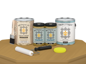 Retique It® Multi-purpose Smooth Finish Kit for Old Oak wood, includes four large top coat bottles, matte interior wood finish.