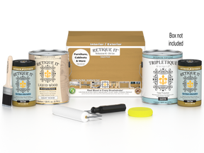 Retique It® Multi-purpose Smooth Finish Kit in Old Oak for wood interior top coat, includes four large containers with wood finish products.