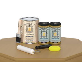 Retique It® Wood'n Cabinet Kit with 48 smooth Old Oak stained cabinet doors, featuring natural wood grain and stain finish.