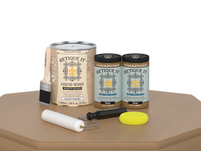 Retique It® Wood'n Finish Kit in Pecan, a multi-purpose smooth finish set with four large containers for wood finishing projects.