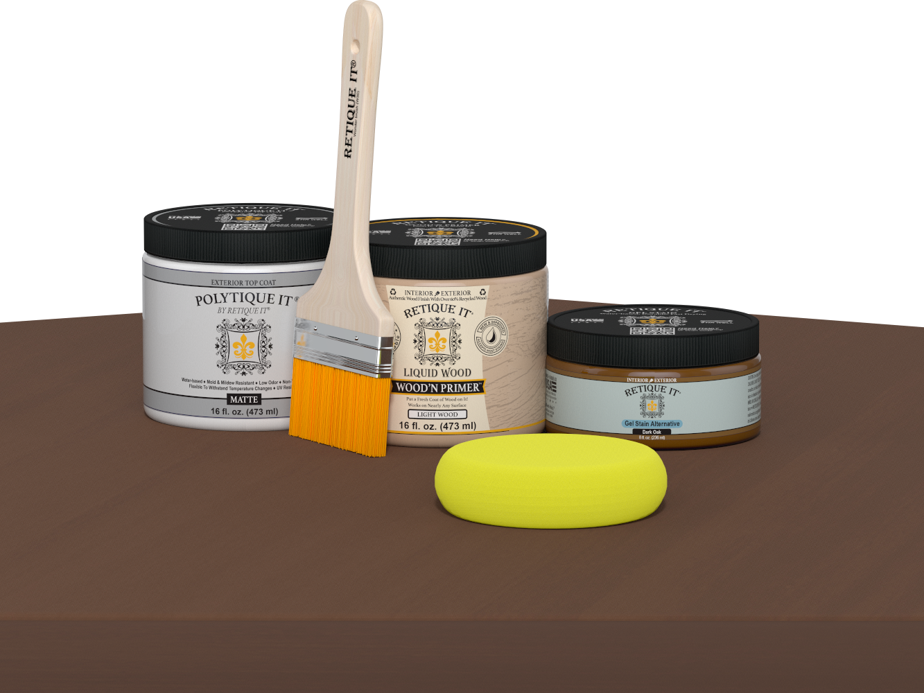 Wood'n Door Smooth Finish Kit - Dark Oak — Matte kit contents