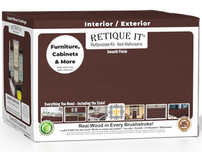 Retique It® Multi-purpose Smooth Finish Kit in Red Mahogany for exterior wood top coating, includes four large wood finish containers.