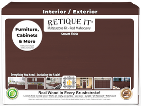 Retique It® Multi-purpose Smooth Finish Kit in Red Mahogany for exterior wood, includes four large wood finishing products.