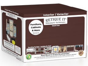 Retique It® Multi-purpose Smooth Finish Kit in Red Mahogany for exterior wood, includes four large wood finish top coat bottles.