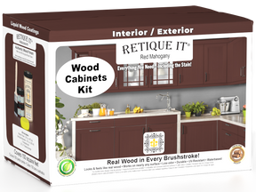 Red mahogany Wood'n Cabinet Kit with 12 smooth doors by Retique It® for stained wood furniture.