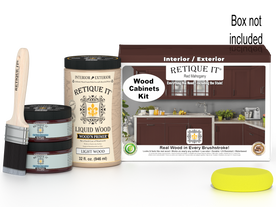 Red mahogany stained Wood'n Cabinet Kit with 12 smooth doors from Retique It for kitchen or bathroom cabinetry.
