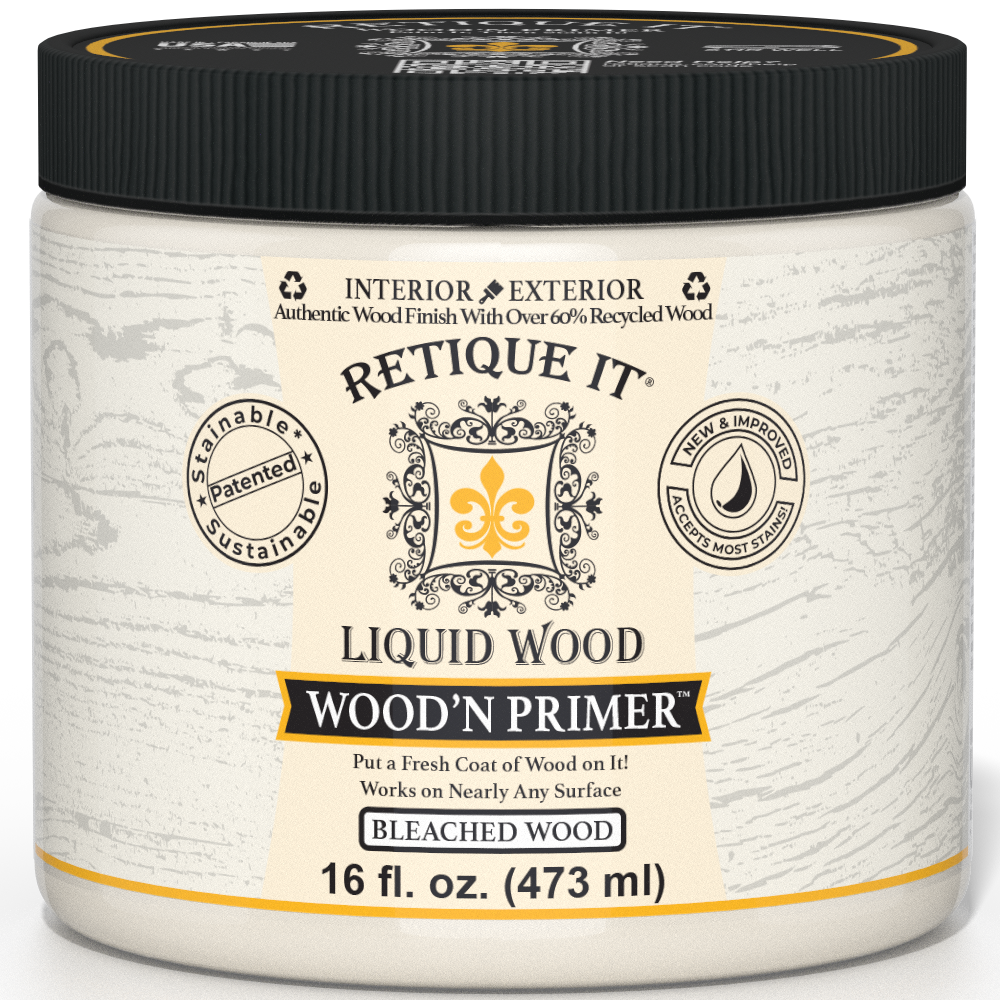 Retique It® Wood'n Primer in Bleached Wood finish, a primer for wood surfaces with a light, bleached appearance.