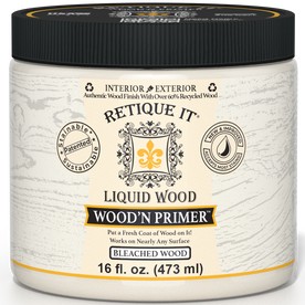 Retique It Wood'n Primer in Bleached Wood finish, a primer for wood surfaces with a light, bleached appearance.