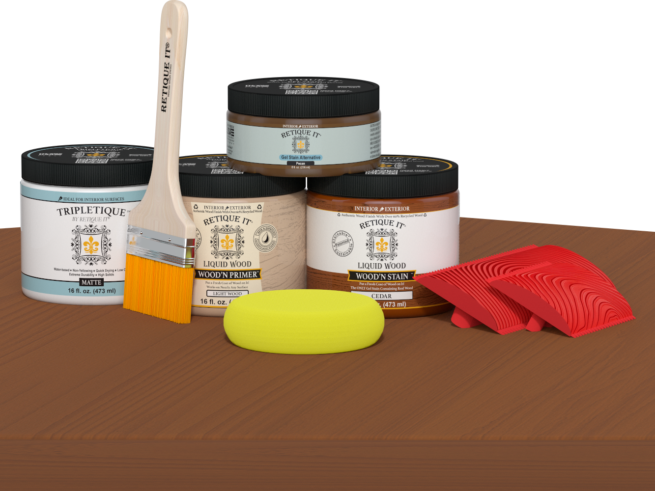 Retique It® Wood'n Kit in Cedar with interior top coat, featuring a matte finish on wood surface for versatile home projects.