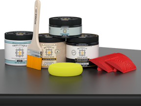 Retique It® Wood'n Finish Kit in Classic Black for interior top coat, shown on a wooden table surface.