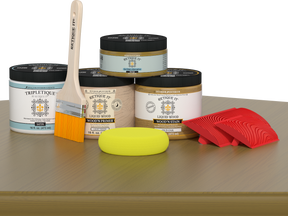Retique It® Wood'n Kit in Old Oak for interior wood finishing, featuring satin top coat on a table surface.