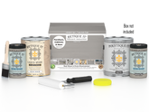 Retique It® Weathered Wood Multi-purpose Smooth Finish Kit with four large exterior top coat containers for wood finishing.