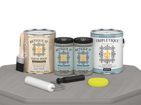 Retique It® Weathered Wood multi-purpose smooth finish kit with four large interior top coats, matte weathered wood look for furniture.