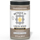 Retique It Liquid Wood Wood'n Stain in Weathered Wood, 32 oz, showcasing a natural wood stain with weathered finish.