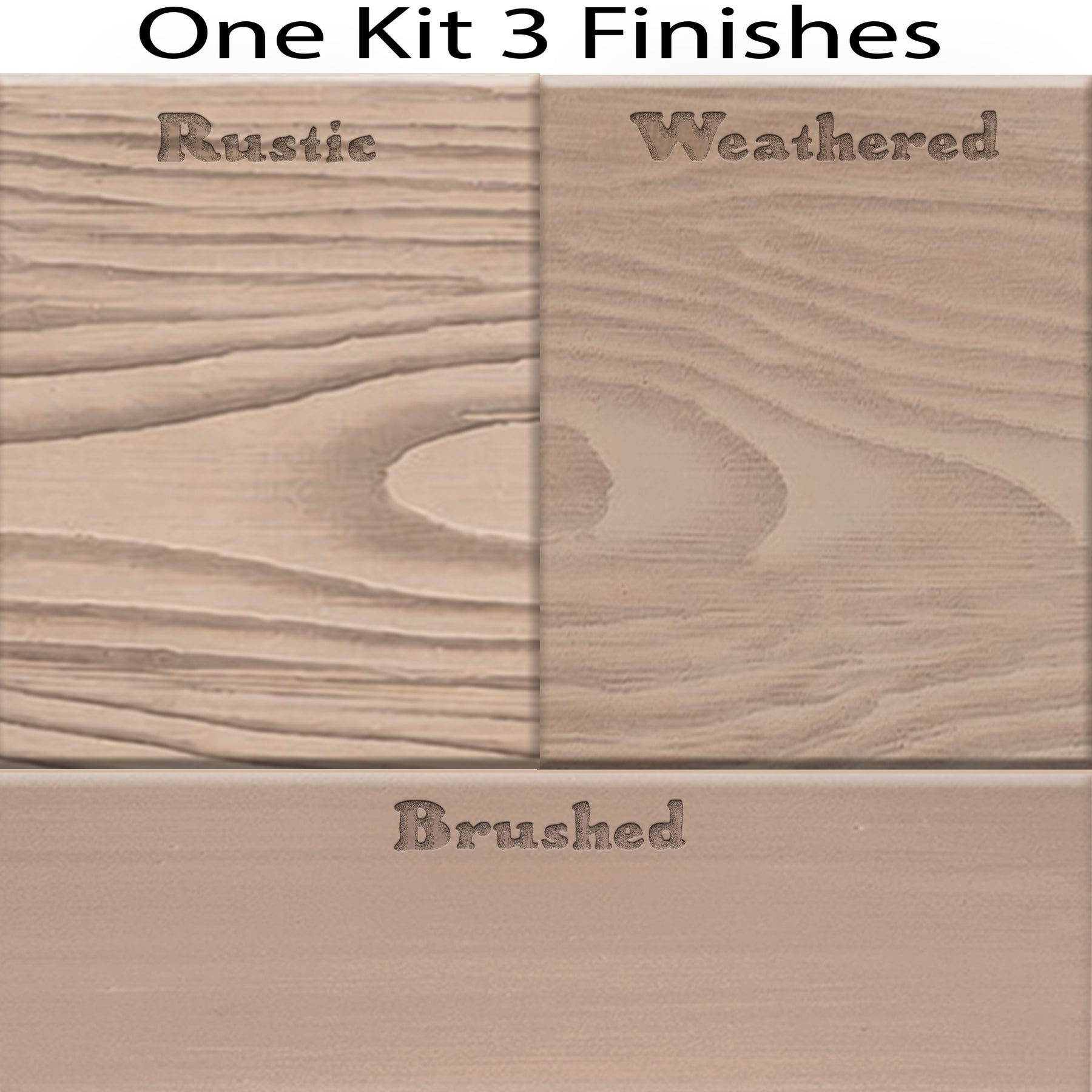 Retique It® Wood'n Finish Kit in French Oak, medium size, with exterior top coat swatches showing different wood finish options.