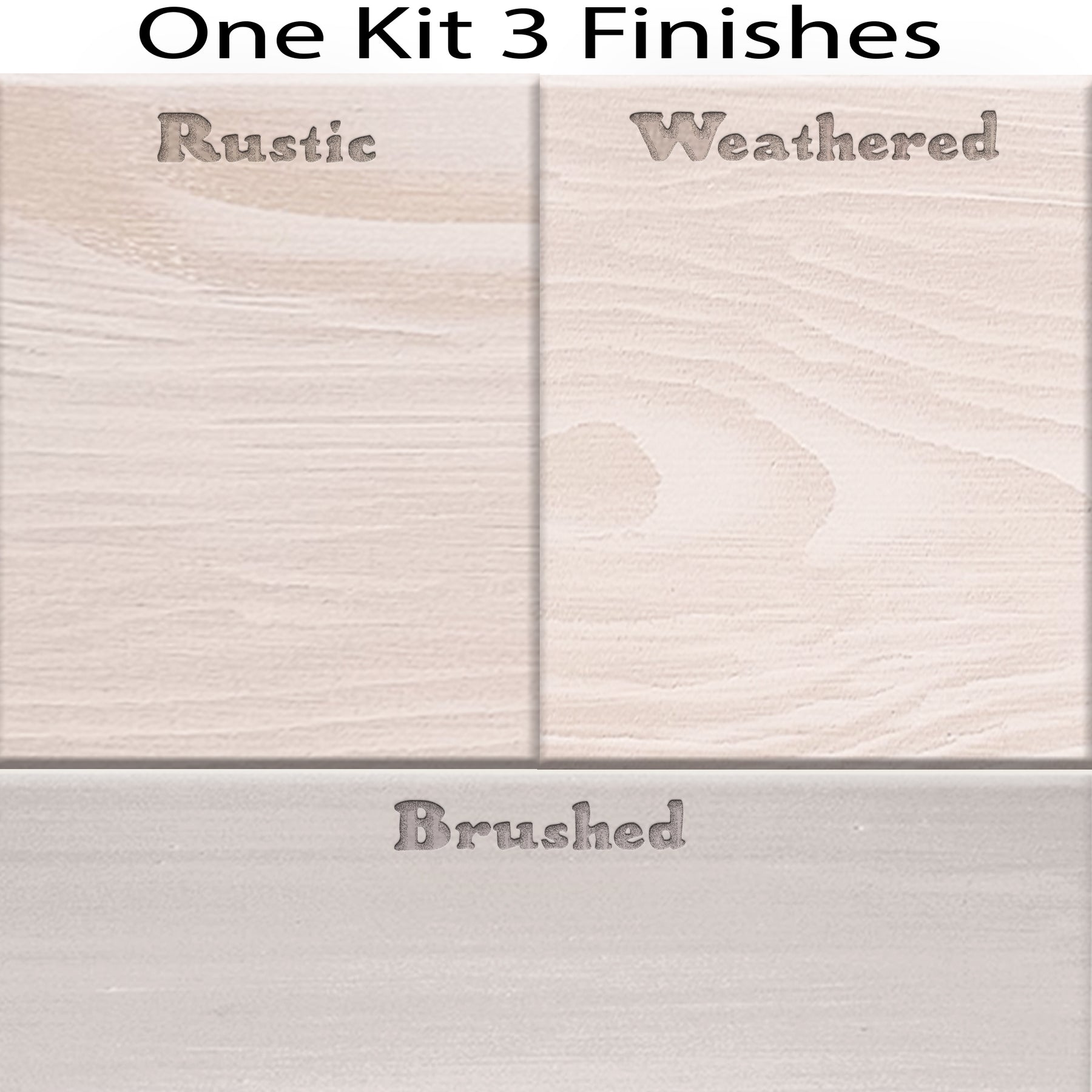 Retique It® Fireplace Wood'n Finish Kit in White Wash stain, showing color swatch and finish options for full fireplace renovation.