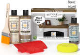 Retique It® Fireplace Mantel Wood'n Finish Kit in Barn Wood stain showing a finished wooden mantel with rustic barn wood appearance.
