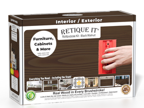 Retique It® Wood'n Finish Kit in Black Walnut with interior top coat, includes brushes and applicators for wood finishing projects