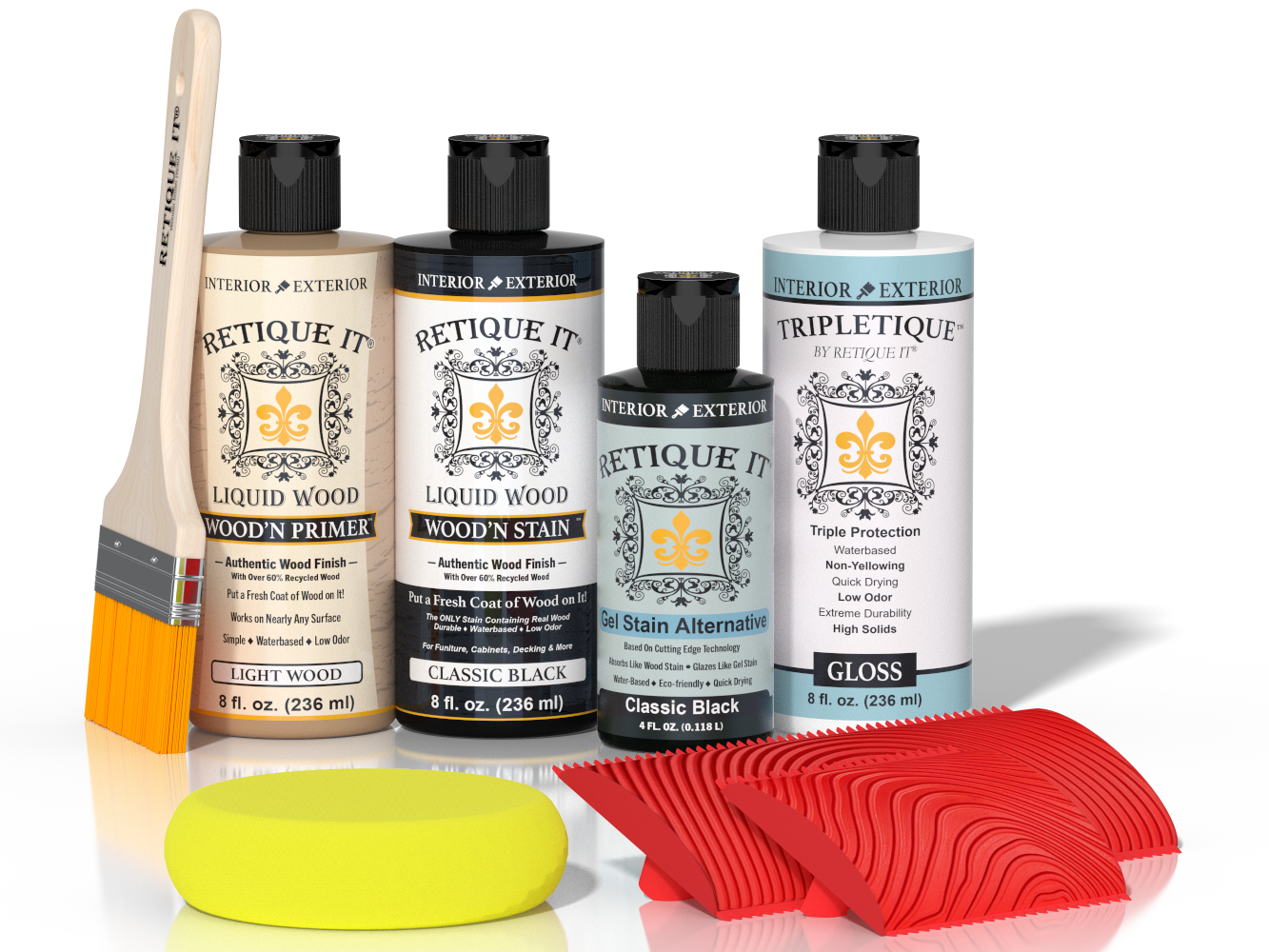 Retique It® Wood'n Kit Classic Black interior top coat, wood finish kit for furniture and interior wood surfaces.