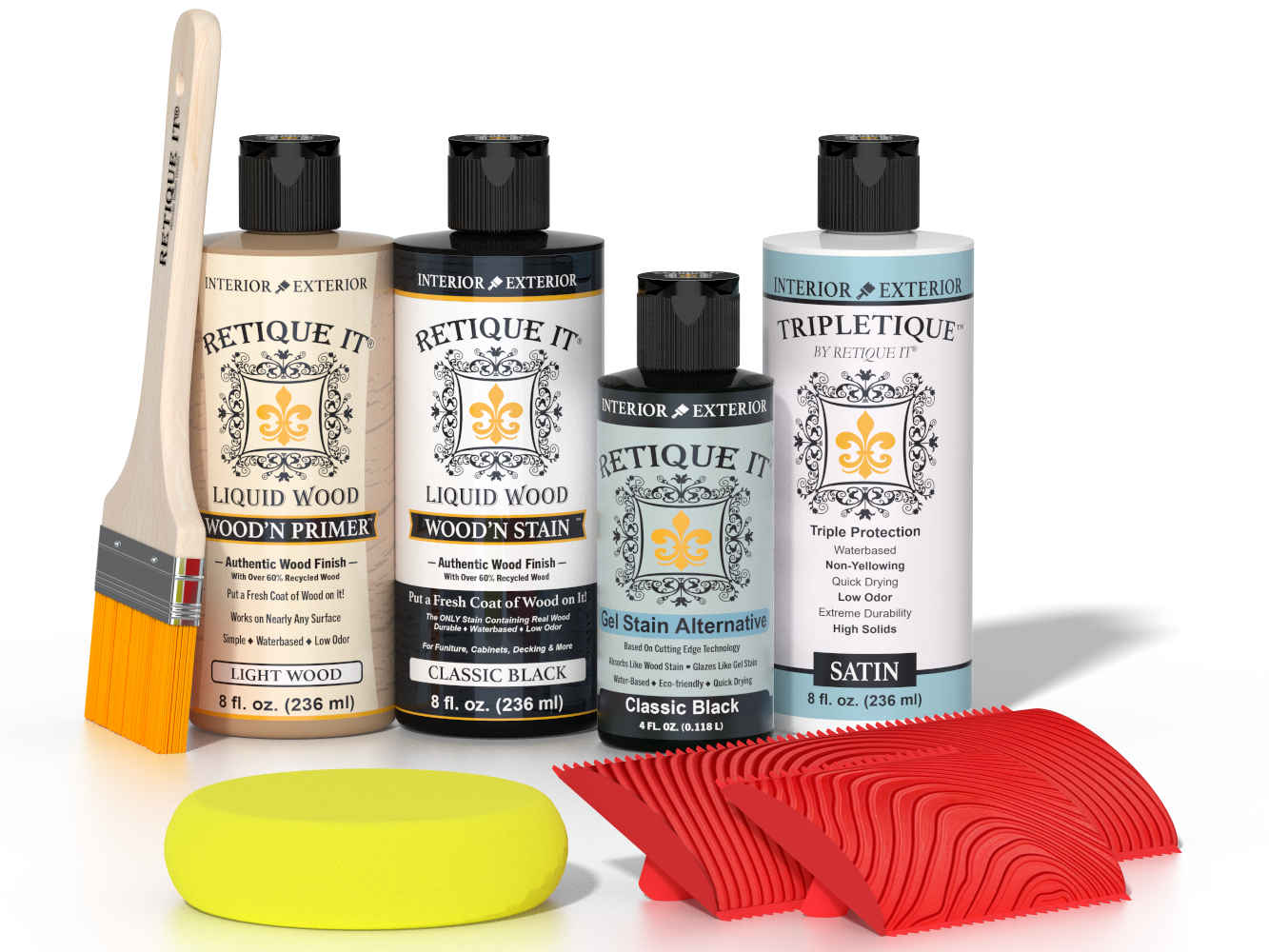 Retique It® Wood'n Kit Classic Black interior top coat in a multi-purpose wood finish kit, shown in the image.
