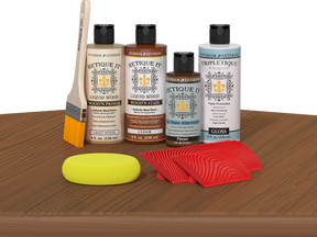 Retique It® Wood'n Finish Kit in Cedar for tabletops, includes stain and finishing supplies, ideal for wood furniture restoration.