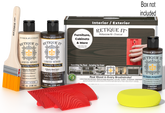 Retique It® Wood'n Kit in charcoal finish, multi-purpose wood finishing kit with brushes and tools in a box.