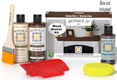 Retique It® Fireplace Mantel Wood'n Finish Kit in Java stain, showing the wood stain packaging and application options.
