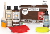 Retique It® Multi-purpose Wood'n Kit Java with wood finish supplies and applicator included, ideal for furniture refinishing.