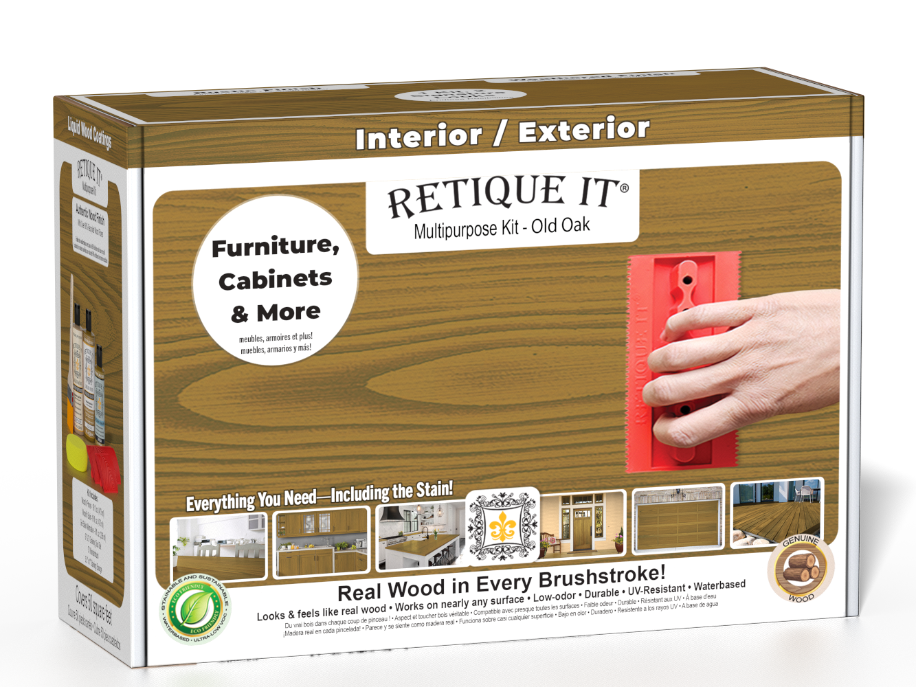 Retique ItÂ® Wood'n Kit in Old Oak for exterior wood finishing, featuring a multi-purpose wood top coat and finish kit.