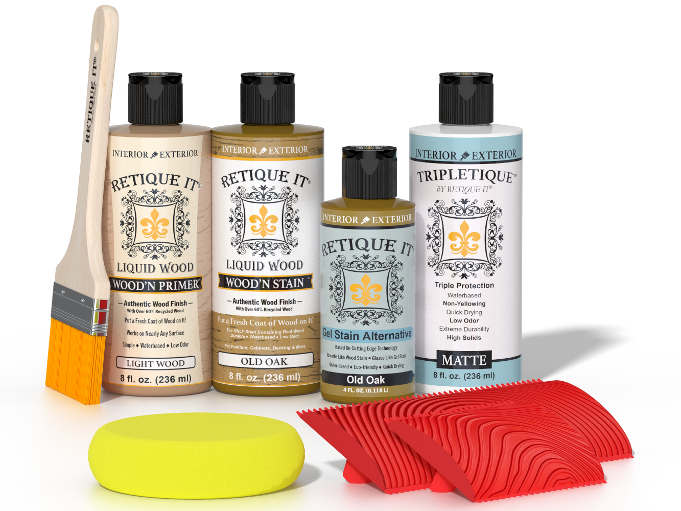 Retique It® Wood'n Finish Kit in Old Oak stain, showcasing the natural wood finish for furniture and woodworking projects.
