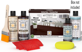 Retique It® Wood'n Finish Kit in Red Mahogany stain, featuring a tabletop wood finish and stain applicator kit.