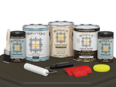 Retique It® Wood'n Finish Kit in Charcoal with interior top coat, includes four large multi-purpose wood finishing products.