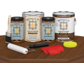 Retique It® Wood'n Cabinet Kit in Vintage Cherry stain with 48 grained cabinet doors, showcasing natural wood grain and rich color.