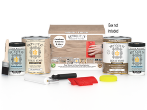 Retique It® Wood'n Finish Kit in French Oak with four large bottles for multi-purpose wood finishing projects.